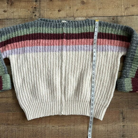 Pol Cream striped oversized chunky knit pullover sweater women's medium - Picture 3 of 7